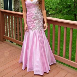 Beautiful pink mermaid prom gown